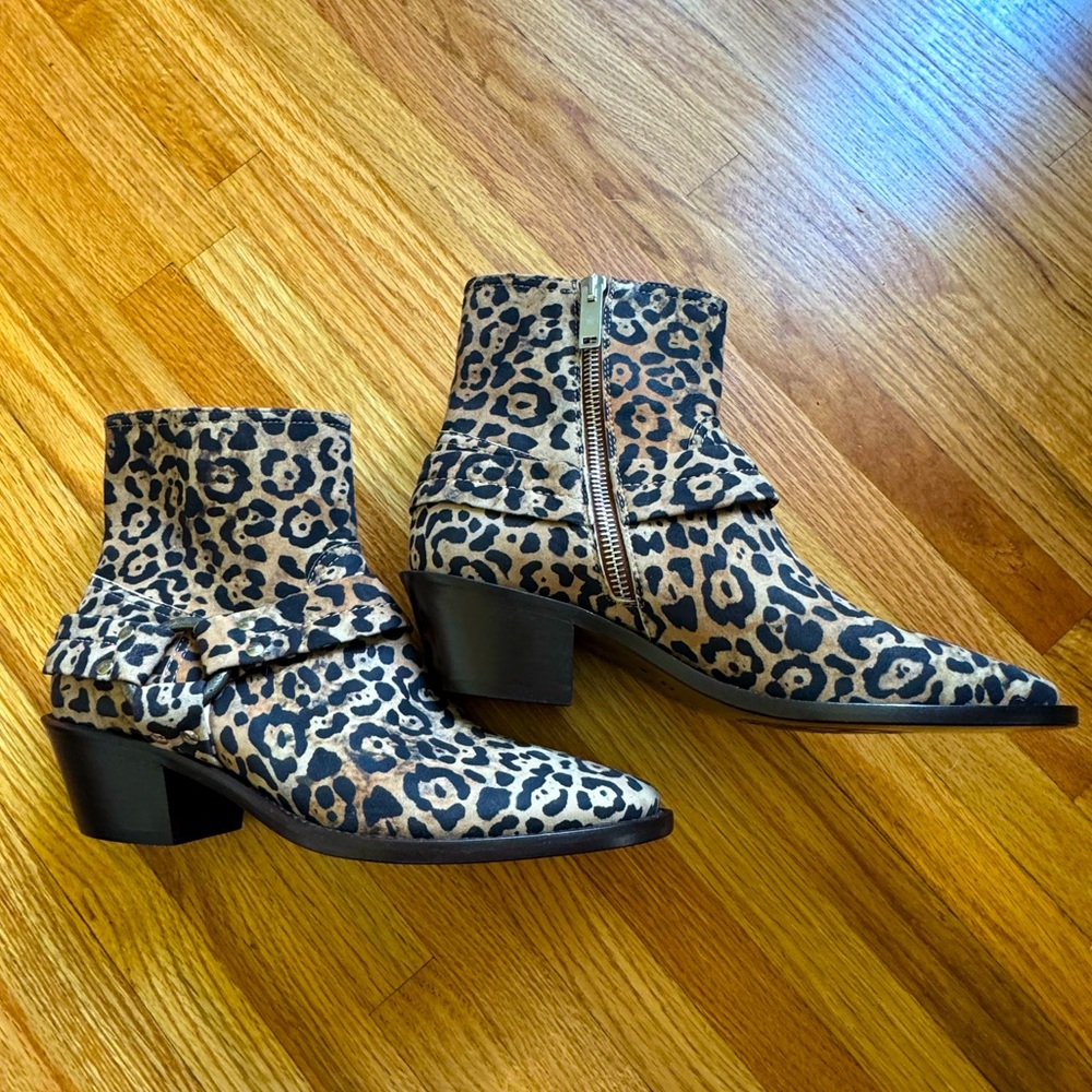 Golden Goose Leopard Print Ankle Boots Booties size 38 EUC gorgeous Italy